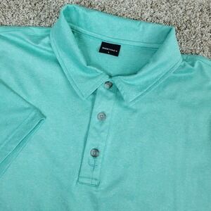 Short Par 4 Mens Large Solid Aqua Performance Stretch Golf Polo Short Sleeve